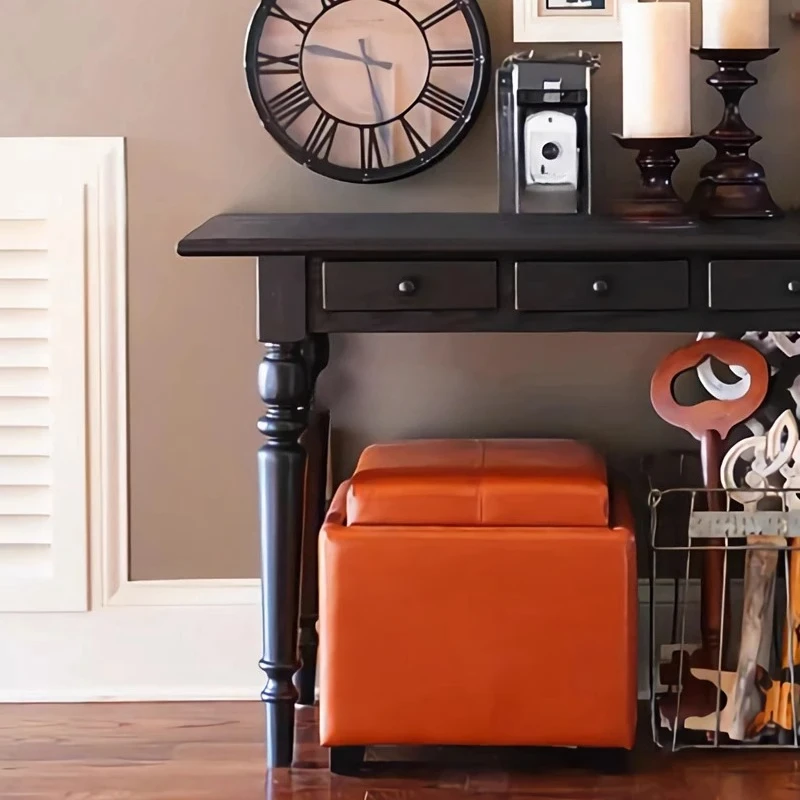 wood retro black decorative end view table against the wall side table American entrance entrance table