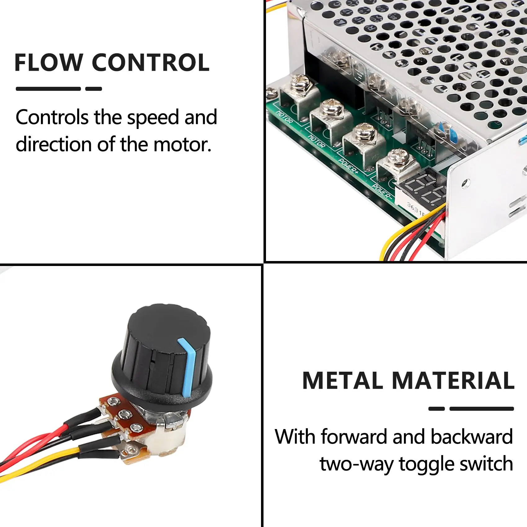 모터 속도 컨트롤러, 가역 PWM 제어, 정방향 및 역방향 컨트롤러, DC 10-55V, 100A, 3000W