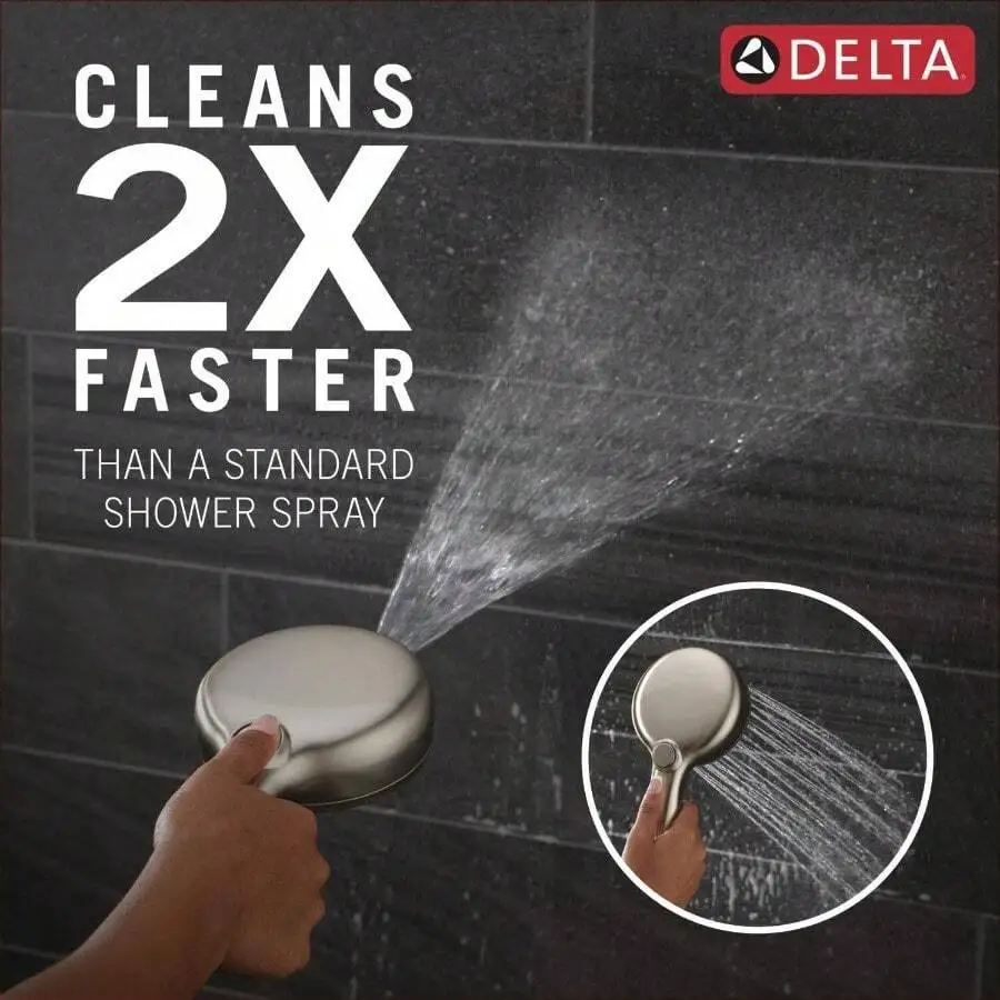 Delta Faucet ProClean Brushed Nickel Shower Head With Handheld Showerhead With High Prure Spray Handheld Shower Head 6 Spray Set