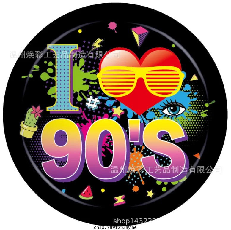 I Love 90s tovaglioli di carta con chitarra catena d\'oro scarpe per telefono Radio Boom box Pattern Back To the 90s forniture per feste di compleanno