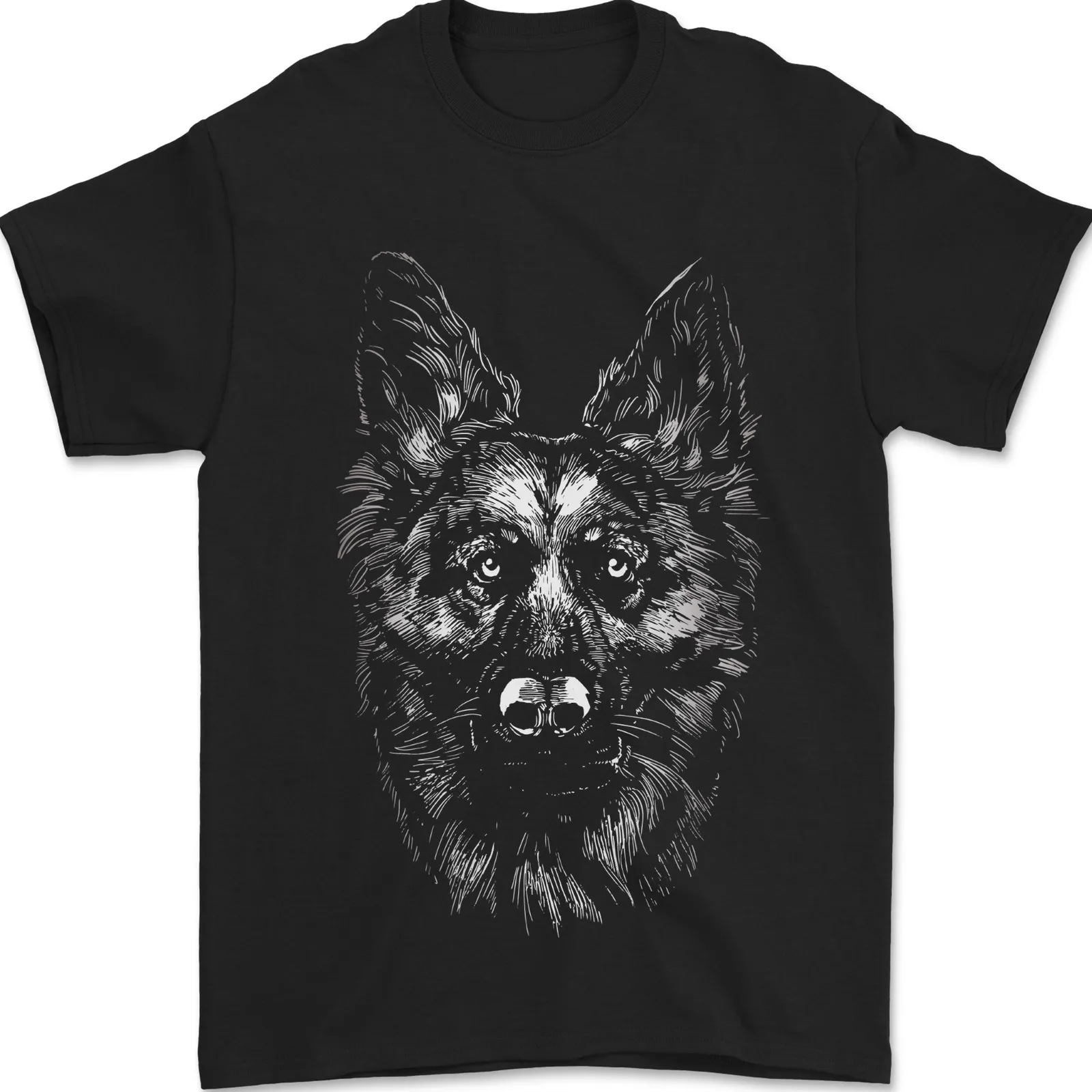 Монохромная мужская футболка с немецкой овчаркой, Alsatian Dog, 100% хлопок