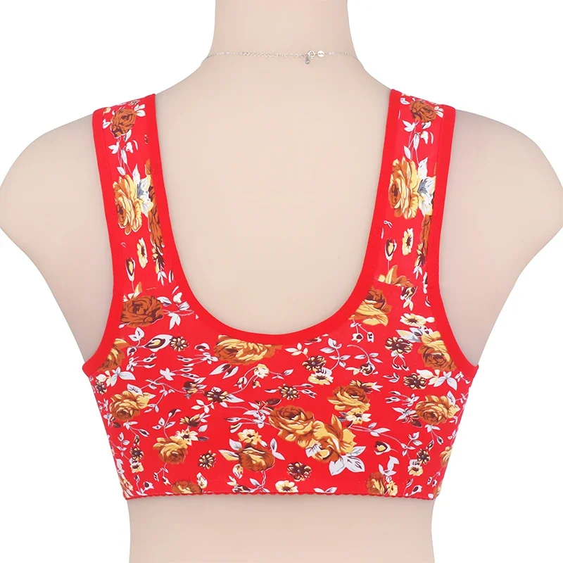 Women Printed Front Button Bra Classic Retro Features Big Chest Cotton Bras Colorful Floral No Steel Ring Underwear Women Vest