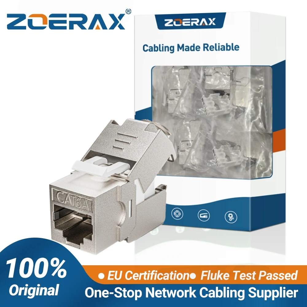 ZoeRax CAT8 CAT7 CAT6A CAT6 RJ45 Keystone Jack STP/UTP Toolless Modular Coupler 1/10/40Gbps(CAT6 Not Compatible Patch Panel)
