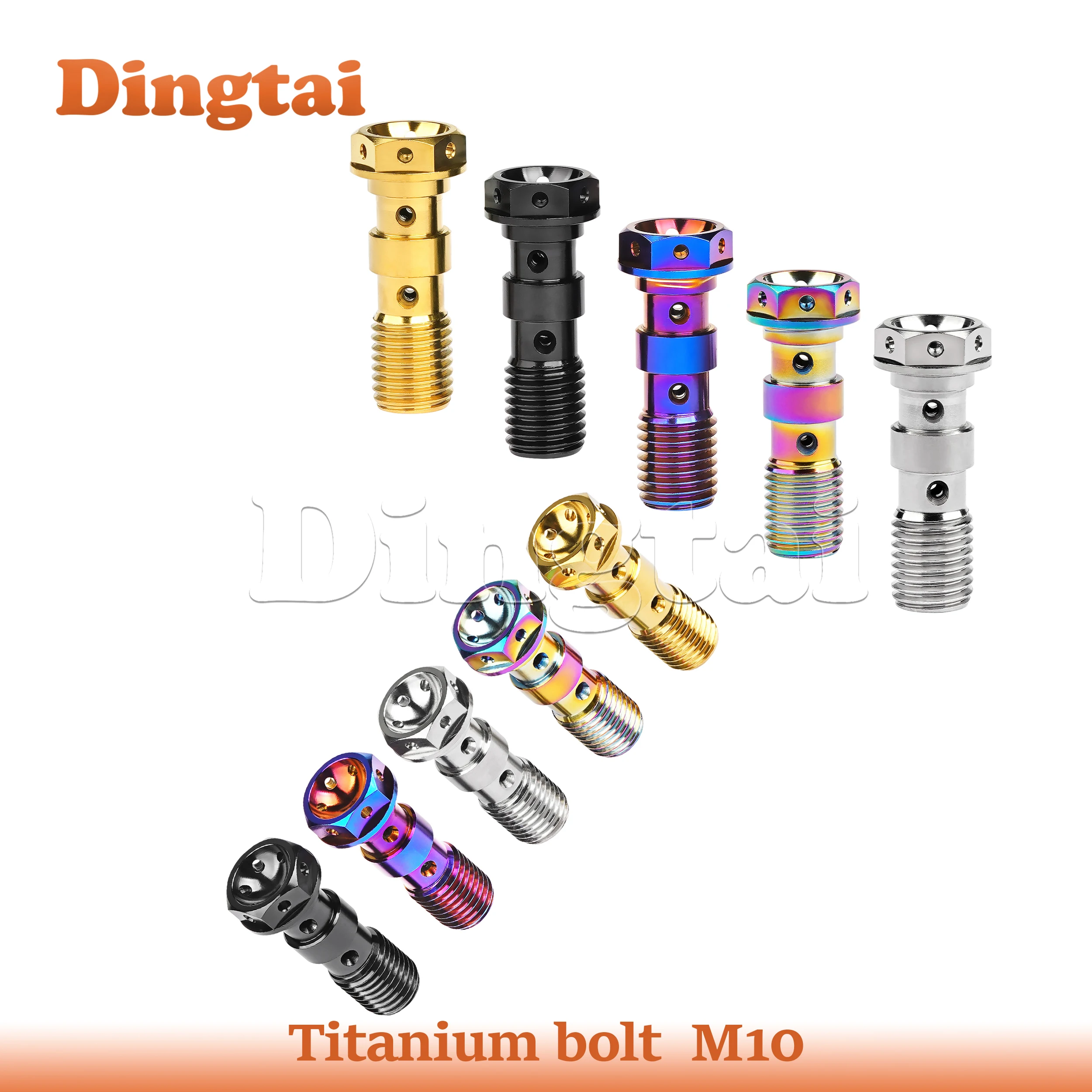 Titanium Bolt M10 Flange Hex Head Oil Pipe Double Holes Screw for Motorcycle Brembo Brake Dual Line
