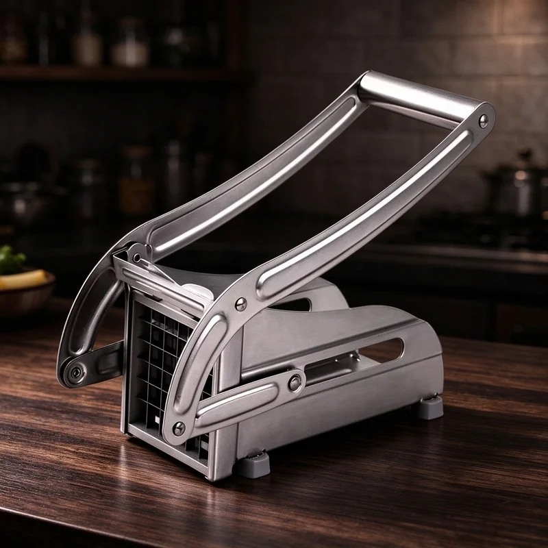 Multifunctional 4-in-1 Manual Vegetable Dicer Stainless Steel Potato Cutter French Fry Chips Slicer for Home Kitchen Food Prep