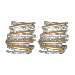 Irregular Geometric Fold Stud Earrings Simple Silver Color Gold Color Spliced Earring For Women Trendy Titanium Steel Jewelry