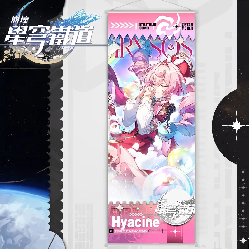 Honkai Star Rail Figure Scroll Canvas Painting Seele March 7th Himeko Jing Yuan Wall Hanging Anime Poster Wall Art Room Decor