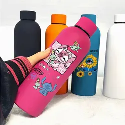 Lilo&stitch Insulated Cup Angel Sports Small Mouth Bottle Colour Double-layer Vacuum Stainless Steel Cola Coffee Frosted Bottle