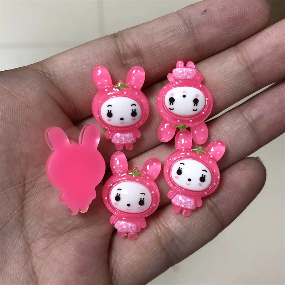 10pcs New Colorful Frog Birthday Hat Rabbit Head Love Heart Bunny Diy Craft Phone Case Decorations Nail Art Charms Accessories