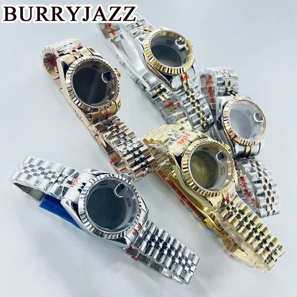 BURRYJAZZ 26mm NH05 NH06 Watch Case Silver Gold Rose Gold Stainless Steel Case With Sapphire Crysta Waterproof