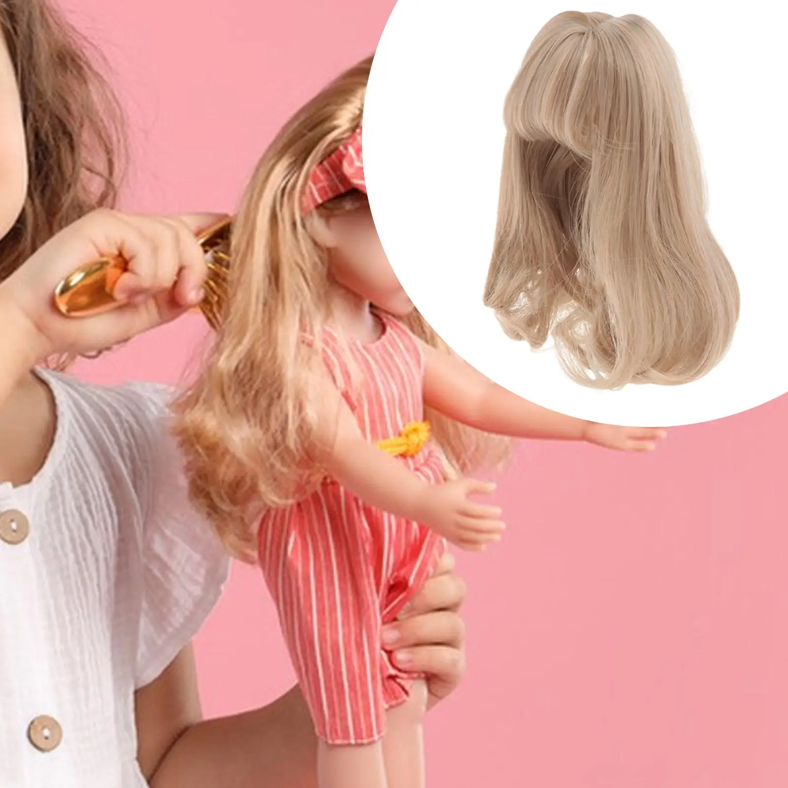 

BJD Doll Hair Wig Fashion Doll Decor Curly Dolls Accessories DIY Crafts Handcraft Replacement for Head Circumference 15-17cm