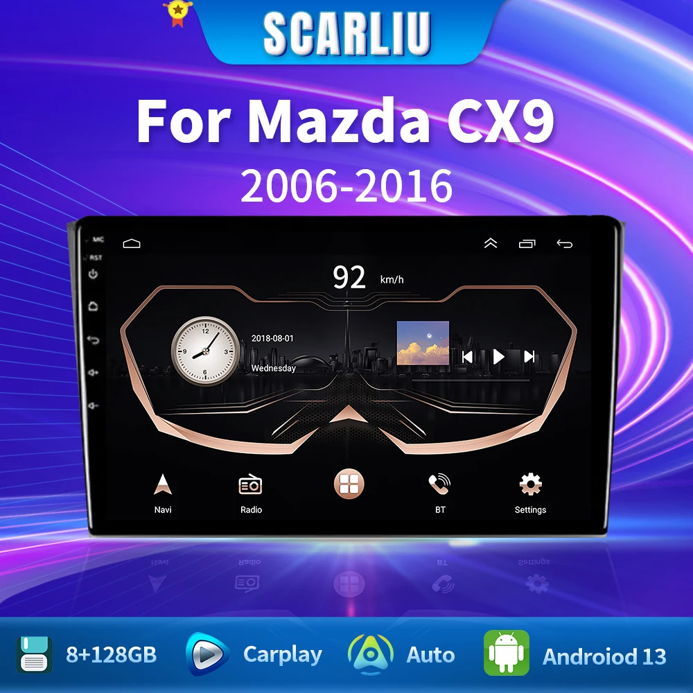 

For Mazda CX9 CX-9 CX 9 TB 2006 - 2016 Multimedia Video Player Carplay Auto Navigation GPS WIFI 4G 2 Din Android 13 Car Radio