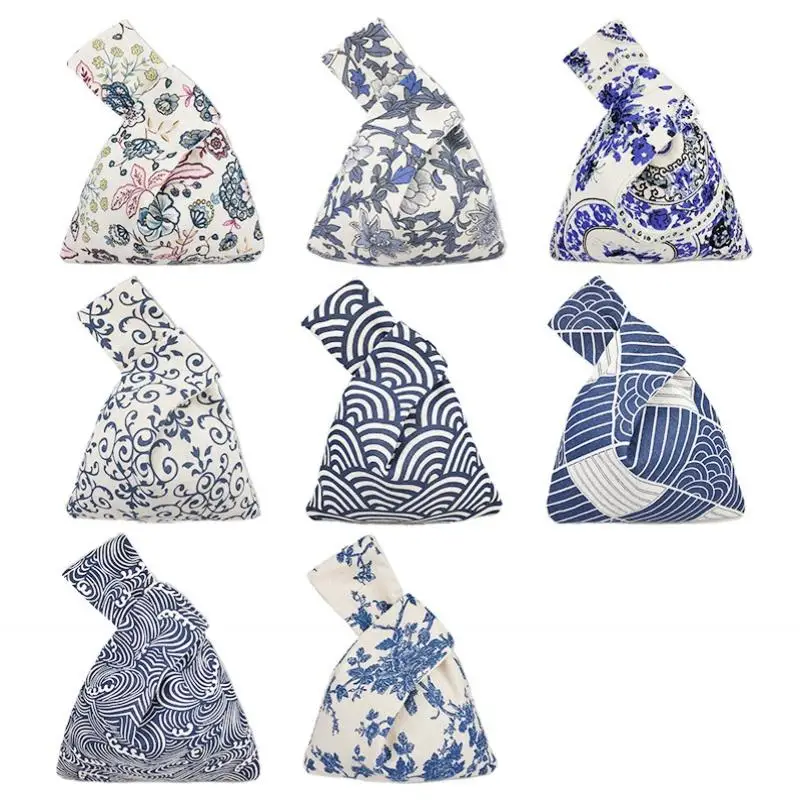 

Japanese Mini Portable Knot Wrist Bag Women Top Handle Bag Simple Purse Handbags Shopping Bag Phone Key Pouch
