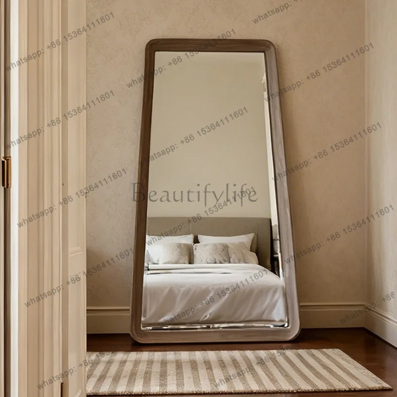 

Medieval full-body mirror home floor-to-ceiling clothing store solid wood fitting mirror wall-mounted retro