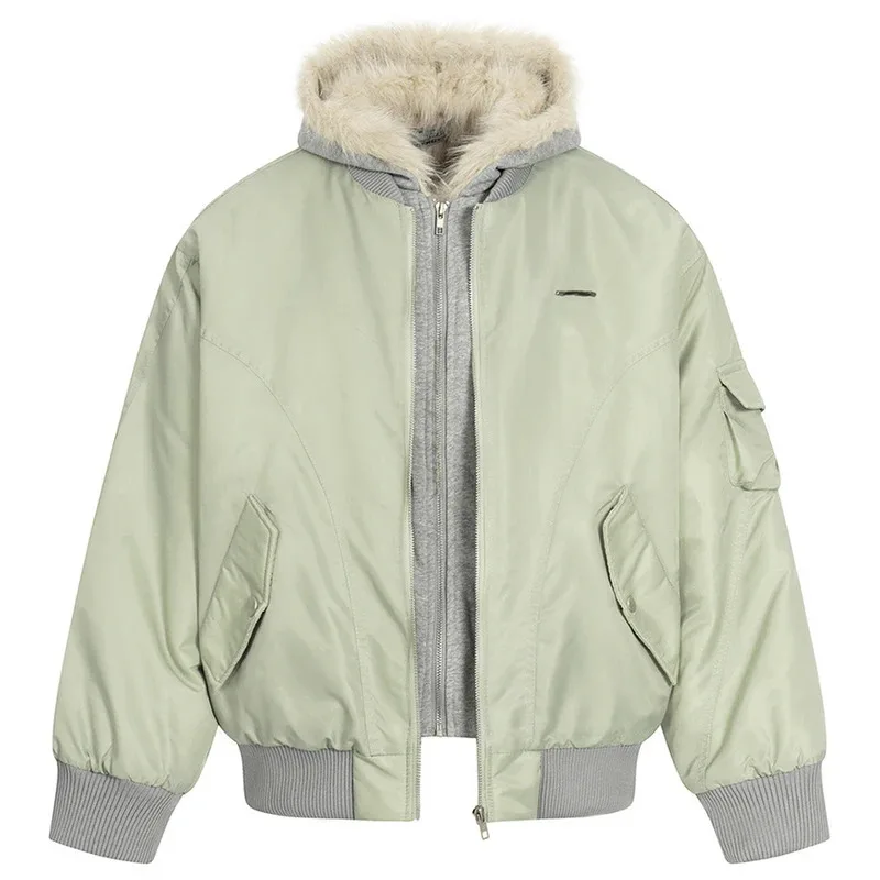 جواكت شتوية للرجال معاطف باركاس دافئة سميكة وياقة من الفرو سترات مبطنة ملابس الشارع الشهير Harajuku سترات بقلنسوة ملابس خارجية #3