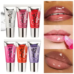 Nude Brown Plumping Lip Gloss Moisturising Fruit Lip Oil Transparent Fullness Lips Tint Soft Tube Makeup Applicator Beauty Care