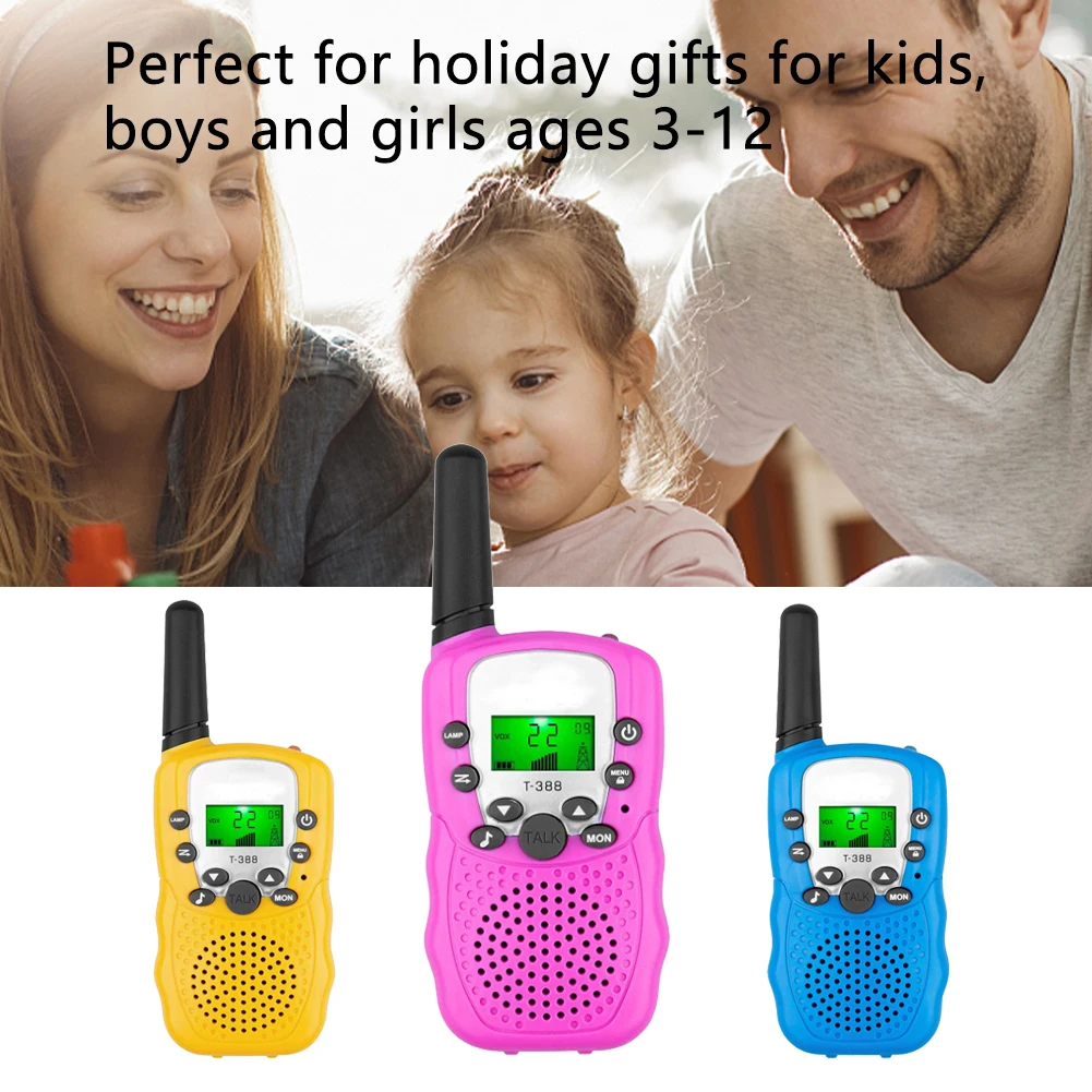 Kids Toys Electronic Toys 22 Channels 3pcs Toy Walkie Talkie 2 Way with LCD Flashlight 3 Miles Range for Outside/Camping/Hiking