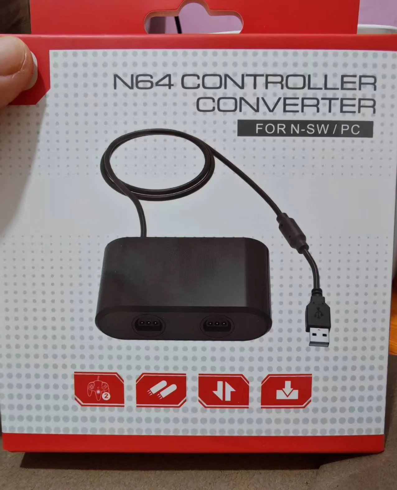 USB Adapter Converter for N64/Nintendo Switch 64/OLED Model PC Windows Controller Adapter 2 Ports Gamepad Gaming Converter