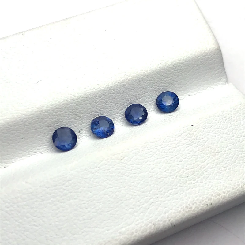 VANTJ-gemas sueltas de zafiro azul Natural, gemas redondas de 4/5mm para montaje de oro plateado, joyería DIY