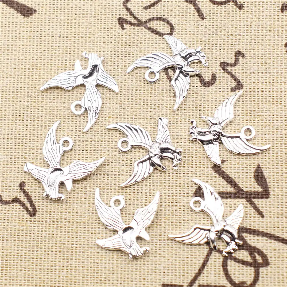 Vintage Jewelry Accessori For Woman Charms Eagle Antique Silver Color Pendants Jewelry Making 17x18mm 20pcs