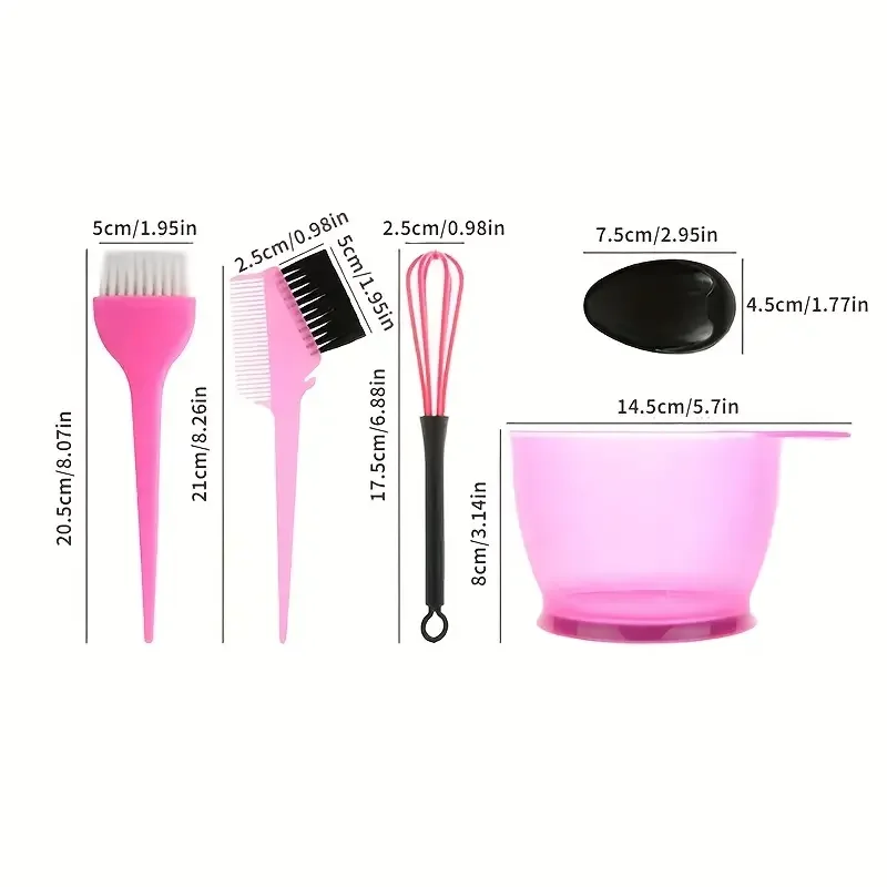 5pcs/set Hair Dye Kit Hair Dye Tools Hairdressing Styling Accessories With Hair Dye Color Mixer Hair Dye Brush Bowl Salon Hair
