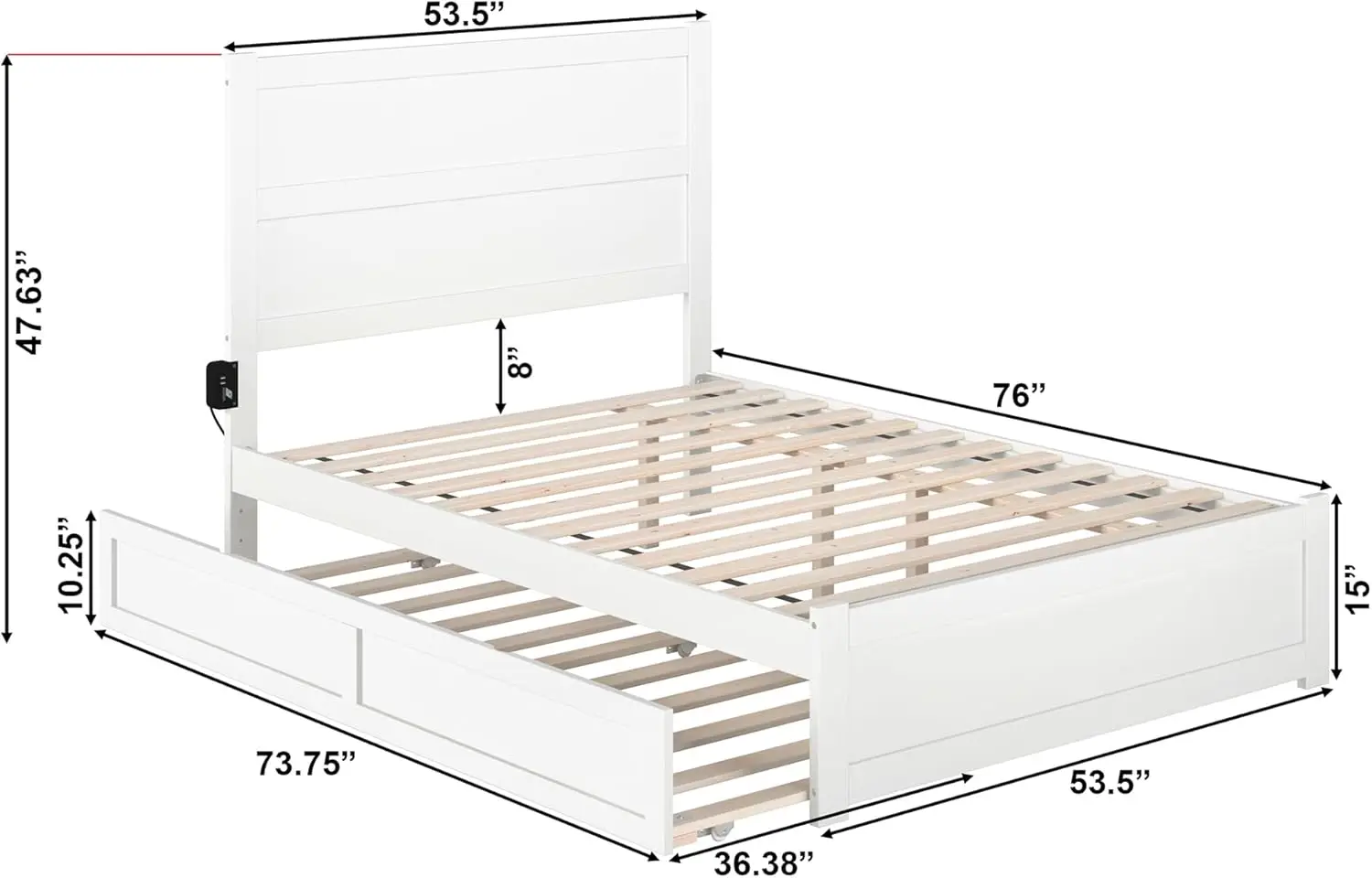 Noho cama de plataforma con reposapiés y Trundle