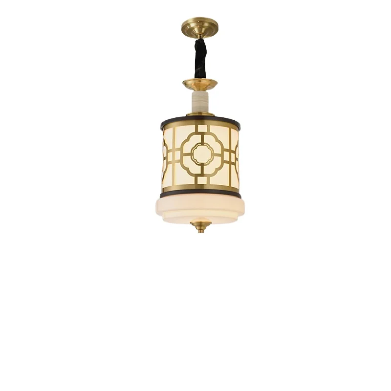 

New Chinese style all-copper solid wood chandelier single-end restaurant bedside bar corridor Chinese style lamp
