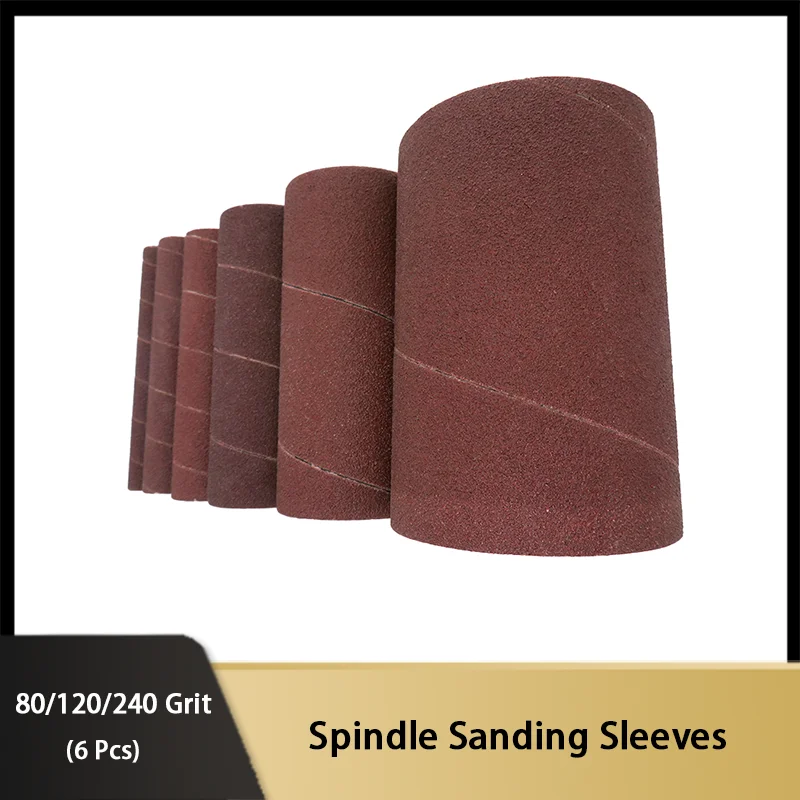 

6 Pcs Spindle Sanding Sleeves 80 120 240 Grits Sandpaper for Professional Material Removal Sanding and Resurfacing