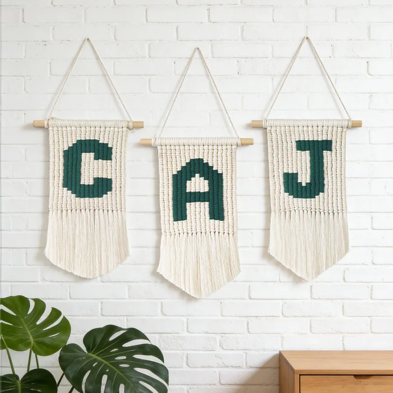 Hand-woven alphabet tapestries, room pendants ins photo tapestry props