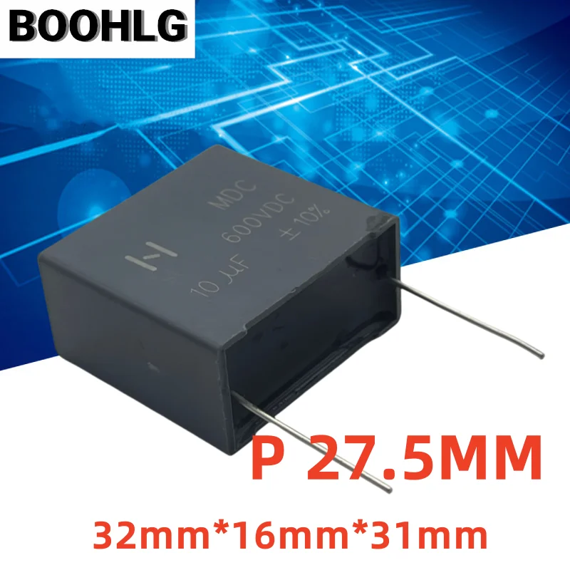 2 шт. MDC 10 мкФ 600 В медный контактный пленочный конденсатор P27,5 мм 2 шт. MDC 10 мкФ 600 В медный контактный пленочный конденсатор P27,5 мм