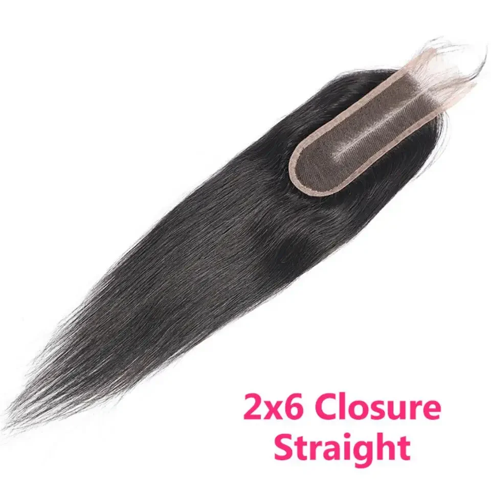 Bling Hair 2x6 Brazilian Straight Hair Closure with Baby Hair Remy Human Hair Closure Swiss Transparent Lace Natural Color 8-22\