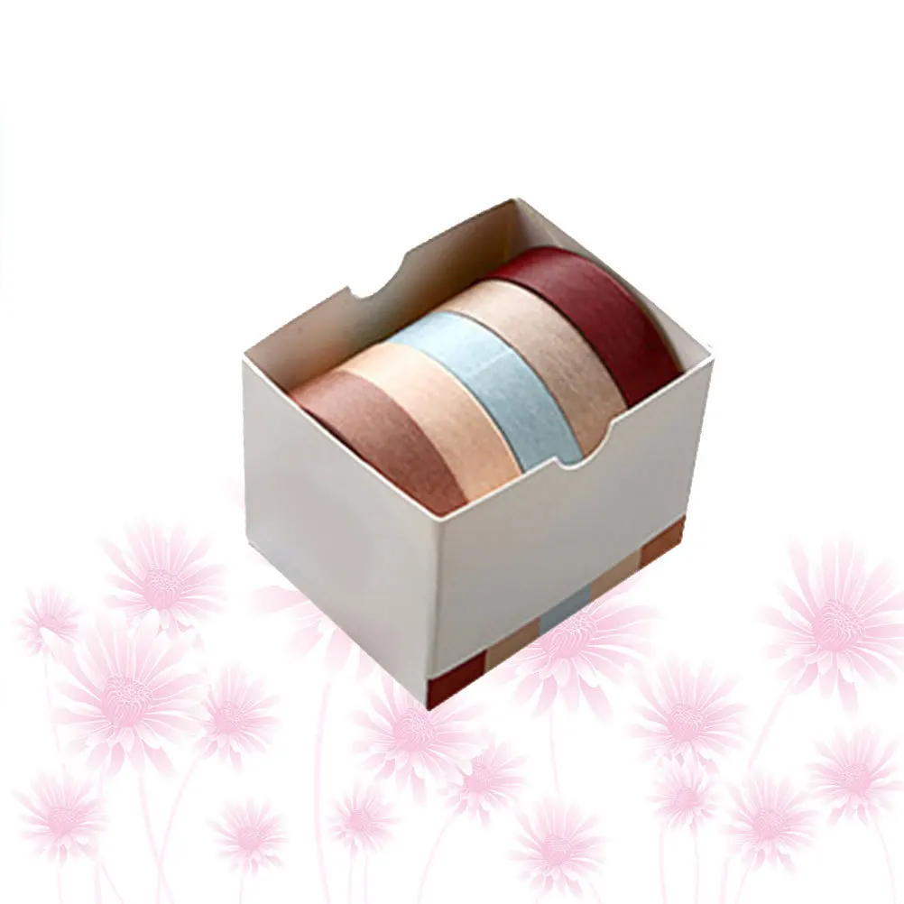 

5Pcs Colored Washi Tape DIY Decorative Paper Tapes Easy Peel Stick Remove Photo Frames Journals Wall Art Gift Wrapping Tape