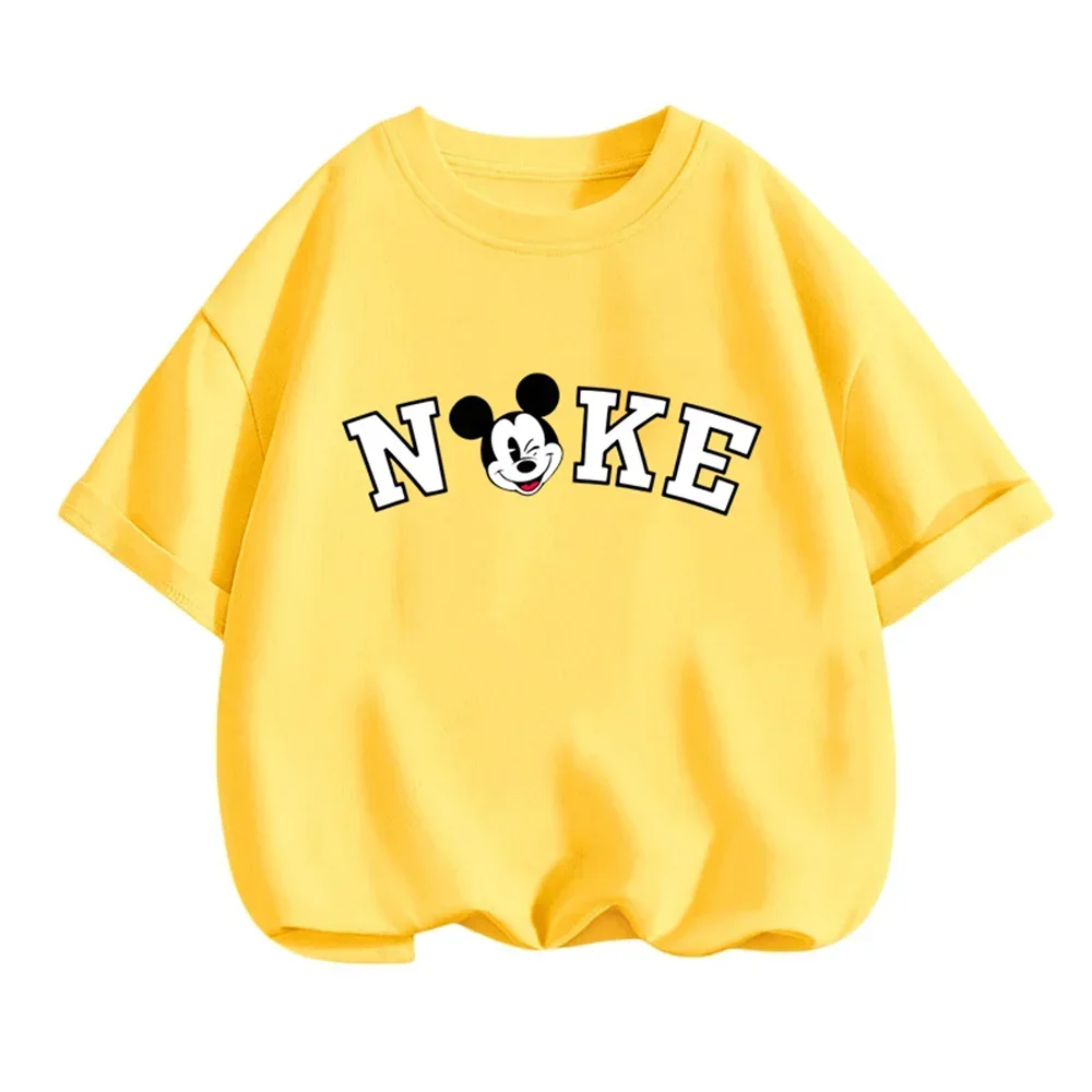 

Fashion Disney Mikey Mouse Tshirt Summer Teen Short Sleeve Tops T-shirt Boy Girl Kids 3-14 Years Old Baby Sports Jersey Clothing