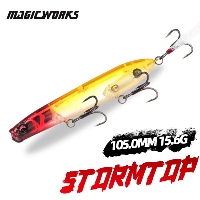 

Magic Works 105mm 15.6g Pencil Popper Surface Lure Topwater Bass Fishing Wobbler Pike Floating Pencil Lure Artificial Hard Baits