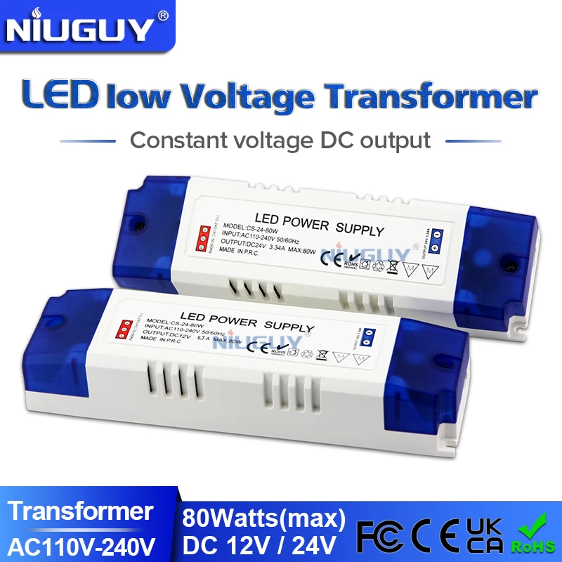 LED Power Supply DC 12V 24V Lighting Transformers 80W AC110-240V Led Driver Adapter For LED Power Lights