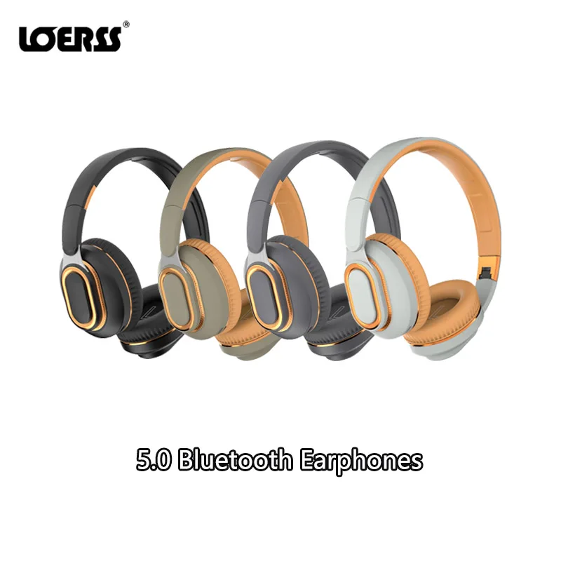 LOERSS 5.0 Headset Bluetooth TWS Stereo, headphone nirkabel lipat Nosie pengurangan Tipe C Subwoofer Game olahraga musik