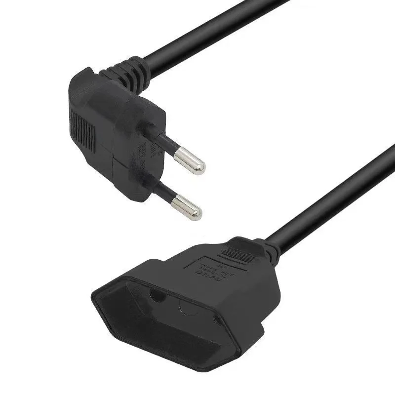 1pcs EU Power Adapter Cord,90 Degree Angled European Round 2Pin Male to Female Plug Power Cable For UPS PDU 0.3M
