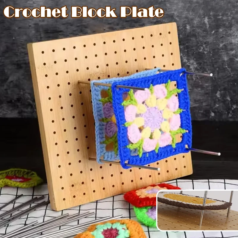 

Wooden Crochet Blocking Board for Crochet Projects Crochet Weaving Accessory Bamboo Grid Plate Weaving Knitting Blocking Mat