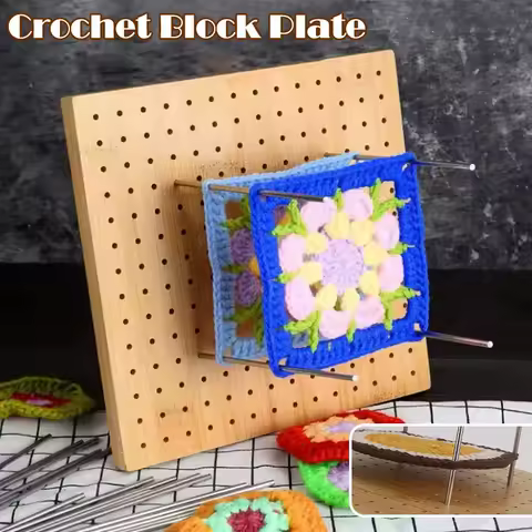 Wooden Crochet Blocking Board for Crochet Projects Crochet Weaving Accessory Bamboo Grid Plate Weaving Knitting Blocking Mat