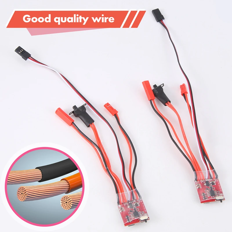 Controlador de velocidad del Motor de doble vía para coche de control remoto, dispositivo con cepillo de freno inverso hacia adelante, 30A ESC, para tanque de barco, 1/16, 1/18, 1/24, 2 piezas