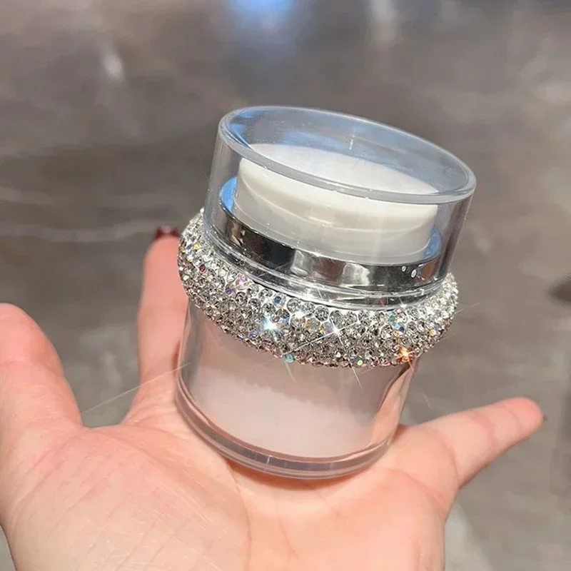 Sparkling Rhinestone Vacuum Face Cream Bottle Cosmetics Refillable Bottle Portable Press Type Foundation Skin Cream Lotion Jar