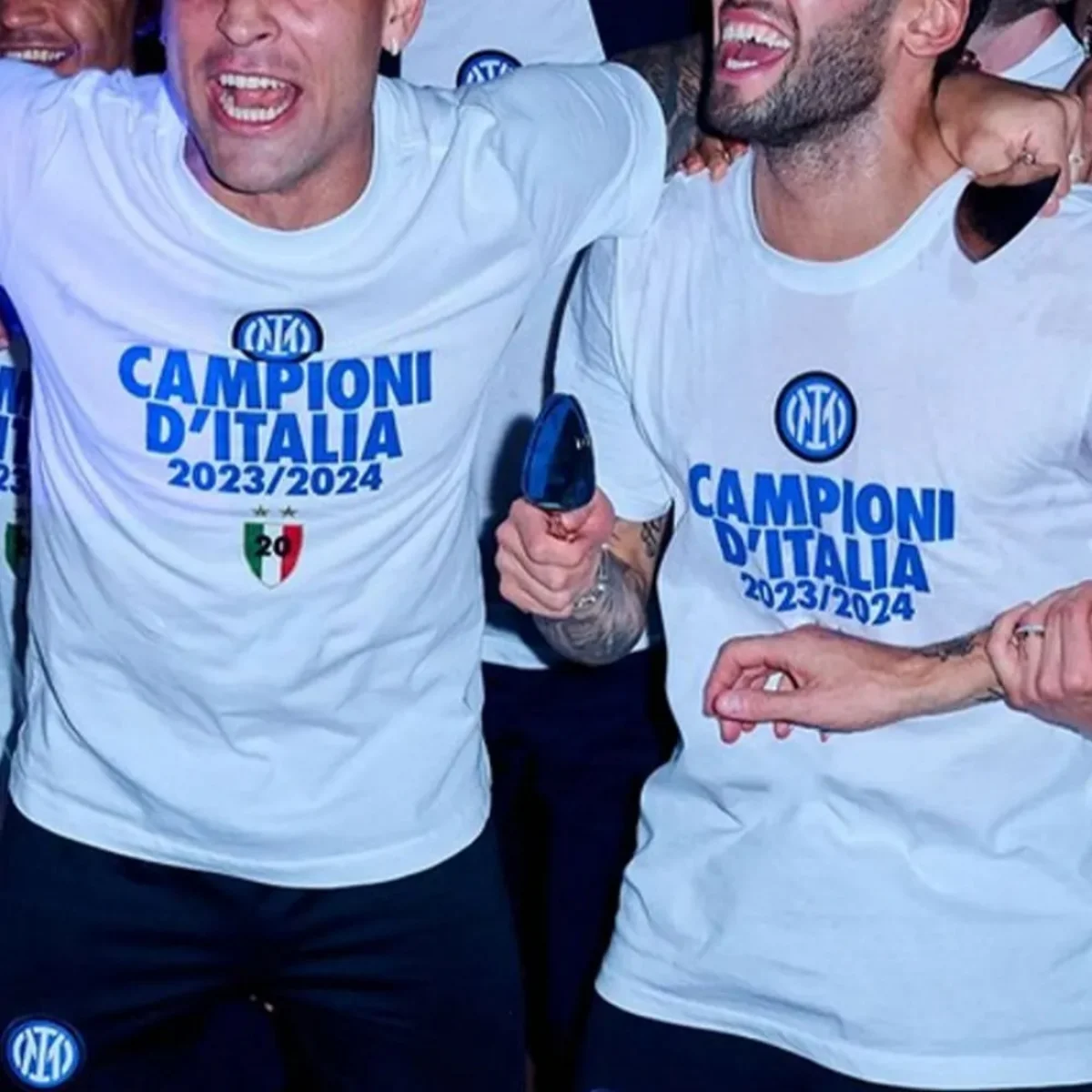 Inter Milan Serie A Champions 2024 Cotton T-Shirt INTER MAKE HISTORY WITH 20TH SCUDETTO Man Cotton Tshirt Football Fans Tops