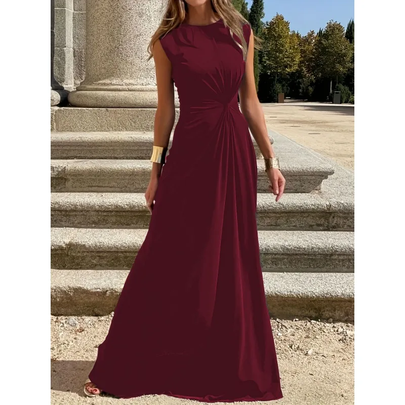 Sexy vrouwen Eveng Party lange jurken zomer mode slanke O-hals zwarte mouwloze tank maxi-jurk elegante vestidos 4-verkocht