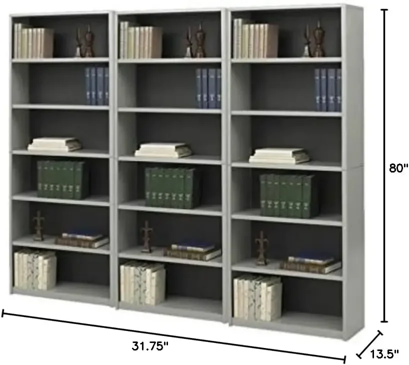 ValueMate Standard 6 Shelf Economy Steel Wall Bookcase in Gray