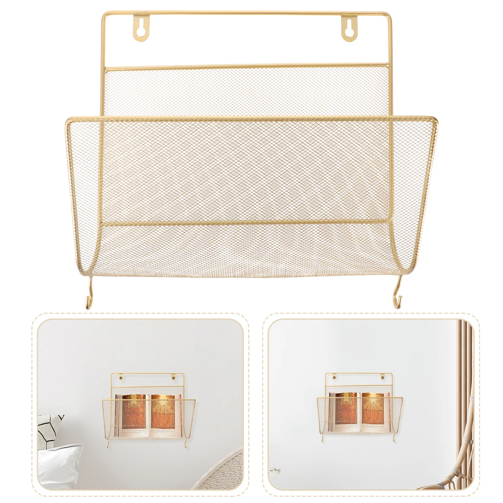 

Настенная полка для журналов, железная художественная полка для хранения, большая вместительная настенная книжная полка, офисный органайзер