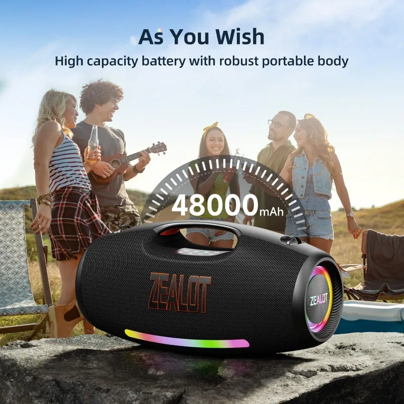 ลําโพงบลูทูธ 250W, ลําโพงไร้สายสําหรับงานปาร์ตี้, เบสขนาดใหญ่, ลําโพง Portale พร้อมซับวูฟเฟอร์, เสียงไฮไฟ, IPX6