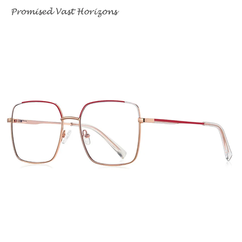 Blocage coloré en métal euraméricain Ins carré grand lentille avant à la mode couleur bleu lumière bloquant les lunettes montures optiques