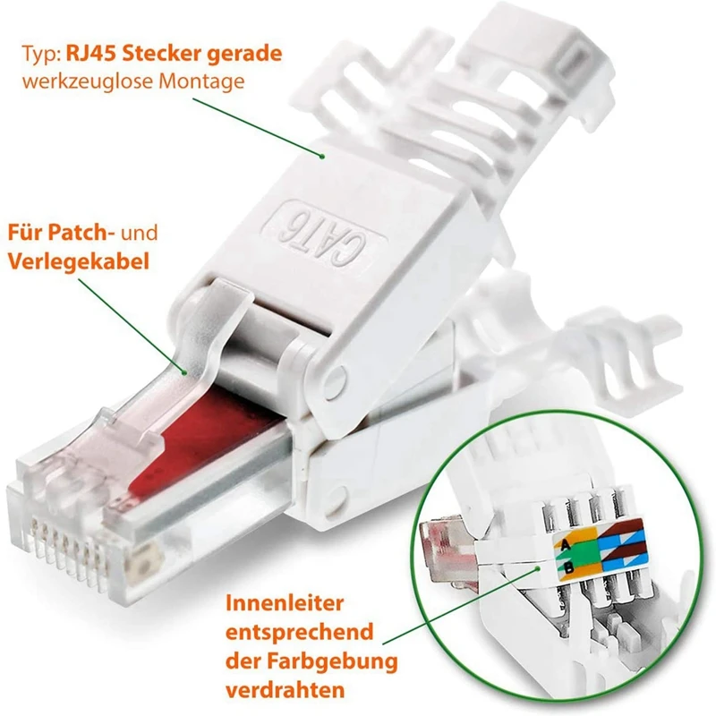 30 Network Plug Tool-Free RJ45 CAT6 LAN UTP Cable Plug Without Tools CAT5 CAT7 Installation Cable Patch Cable Tool Free