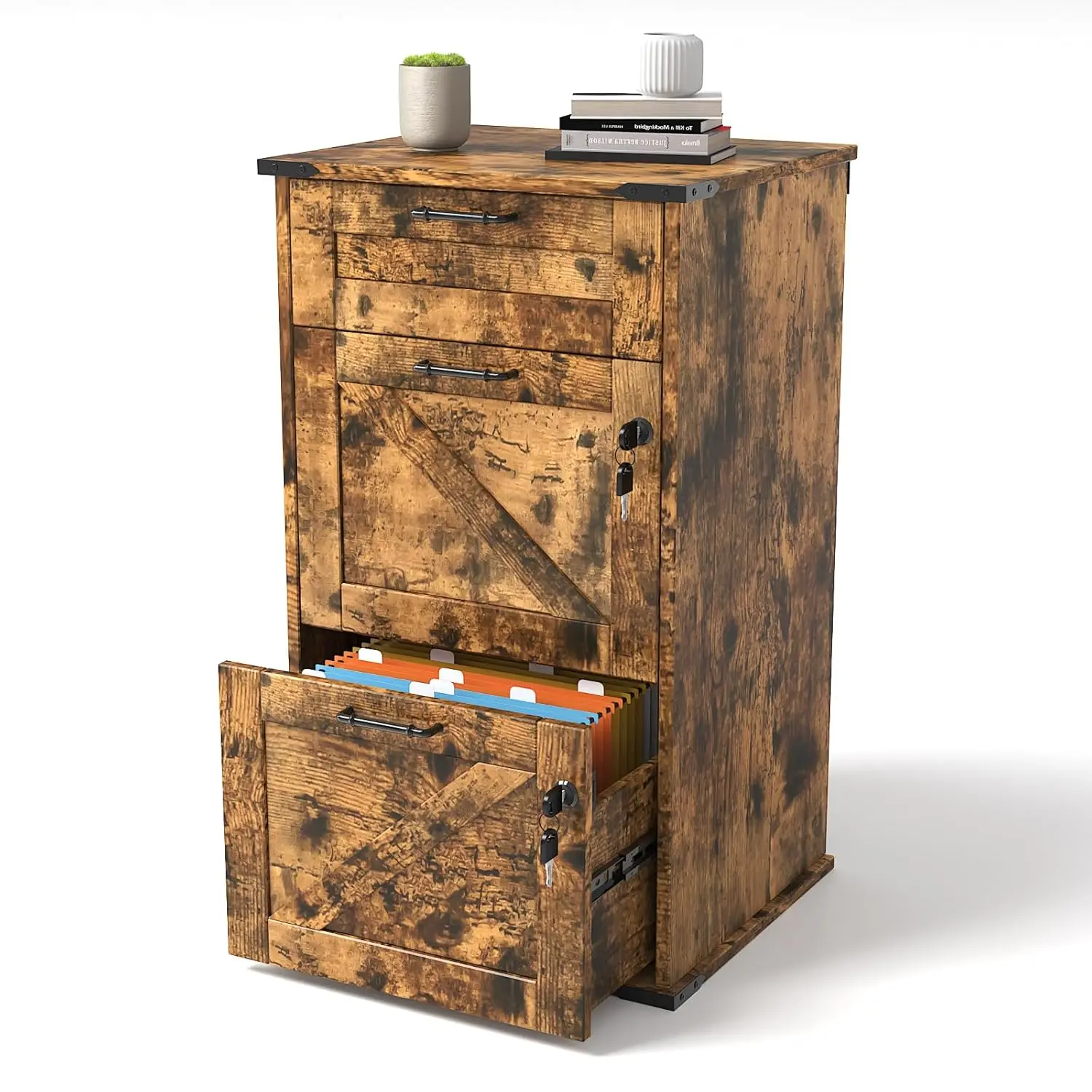 

3 Drawer File Cabinet with Lock, Home Office Filing Organizer, for Letter Size File Folder Storage, Modern, Customized