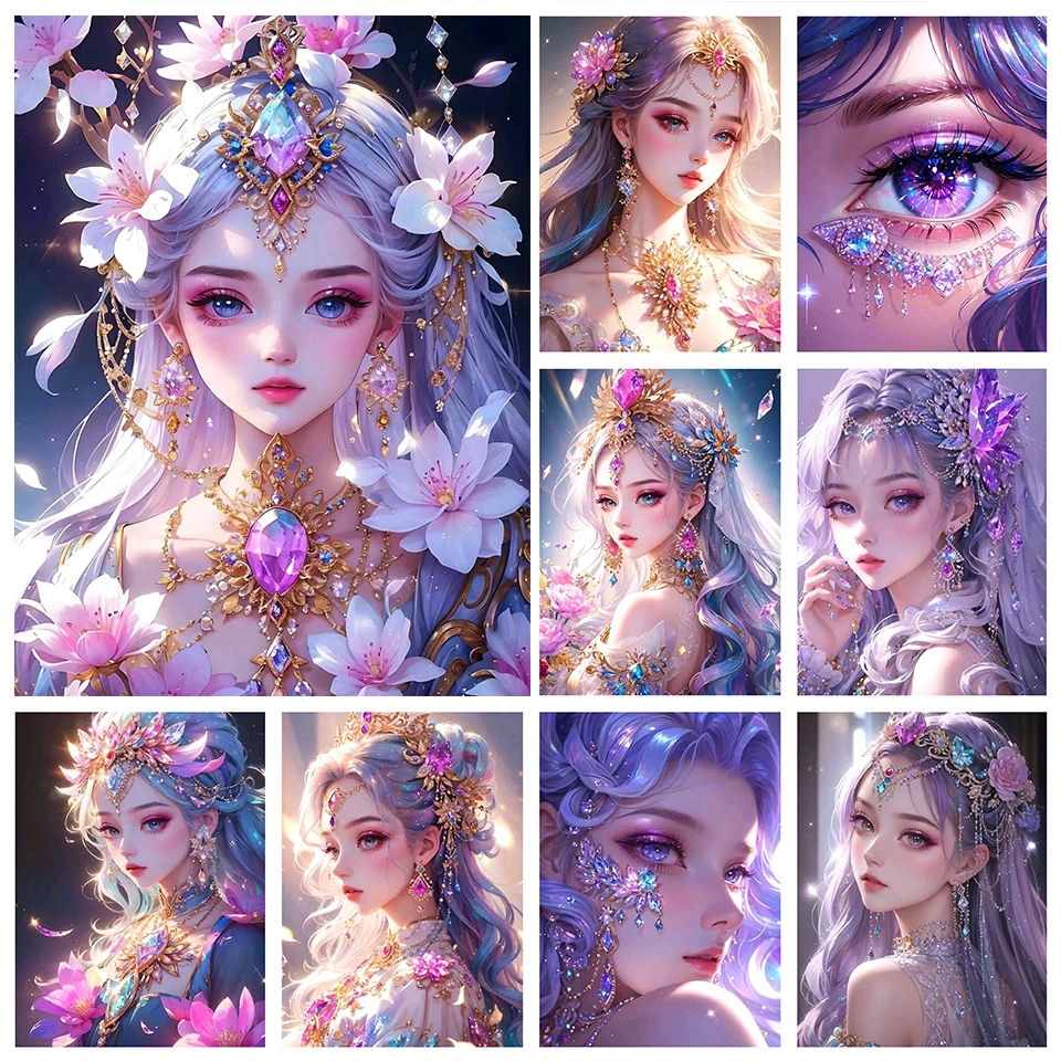 

5D Diy Diamond Painting Cartoon Girl Portrait Full Square/Round Diamond Embroidery Mosaic Kit HD Quality Handmade Products